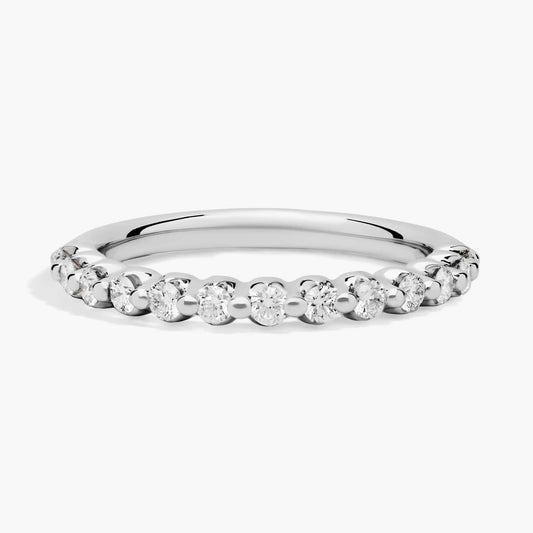 IGI Certified 0.35 CTW Lab Grown Diamond Half Eternity Ring - 925 Sterling Silver Wedding Band | D-F Color VS1-VS2 HPHT Diamonds