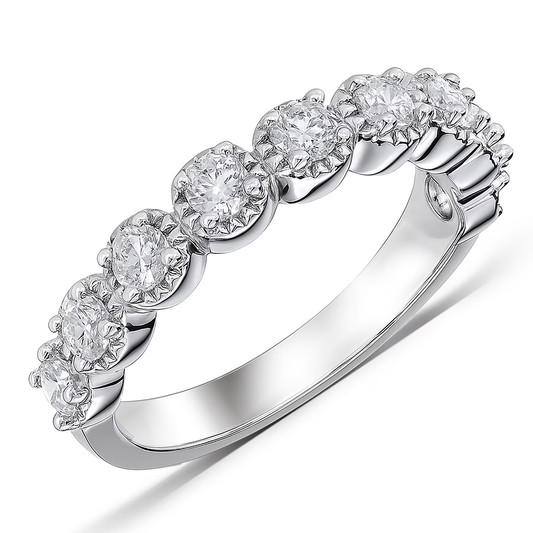 HPHT Lab Grown Diamond Round Ring for Women, D-F Color VS1-VS2, Vintage Prong Set, 925 Sterling Silver with 18K White Gold Plating, Promise Engagement Anniversary Jewelry