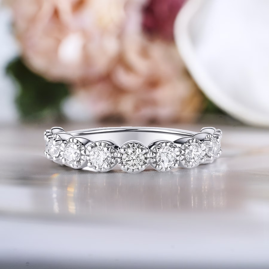 0.5 Carat HPHT Lab Grown Diamond Ring for Women, Round Cut D-F Color VS1-VS2, Vintage Prong Set, 925 Sterling Silver, Engagement Promise Anniversary Gift