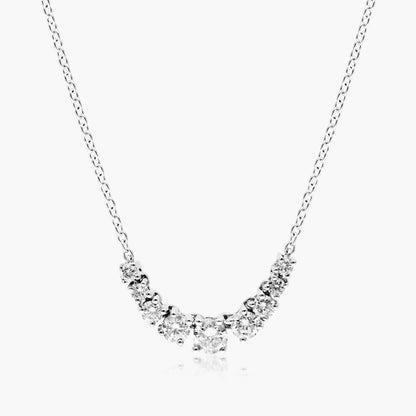 925 Sterling Silver Curved Smile Lab Grown Diamond Necklace 0.5CT HPHT Diamond Pendant D-F VS1-VS2 IGI Certified Lab Created Diamond Jewelry For Women