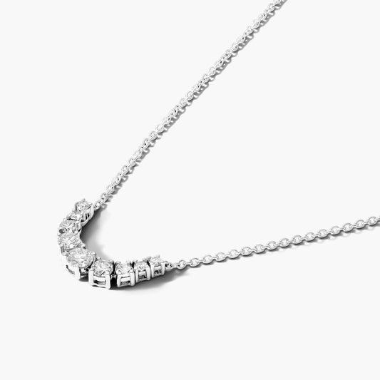 925 Sterling Silver Curved Smile Lab Grown Diamond Necklace 0.5CT HPHT Diamond Pendant D-F VS1-VS2 IGI Certified Lab Created Diamond Jewelry For Women