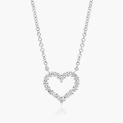IGI Certified Lab-Grown Diamond Heart Necklace in 925 Sterling Silver | D-F Color, VS1-VS2 Clarity