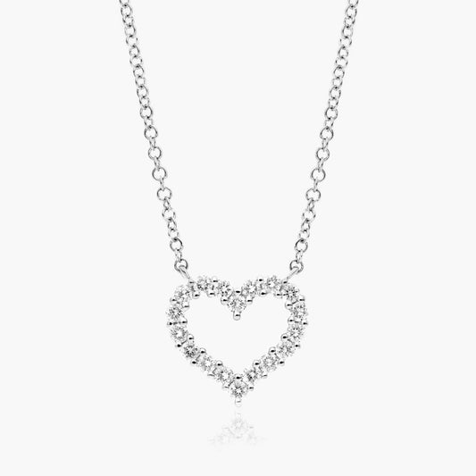 IGI Certified Lab-Grown Diamond Heart Necklace in 925 Sterling Silver | D-F Color, VS1-VS2 Clarity