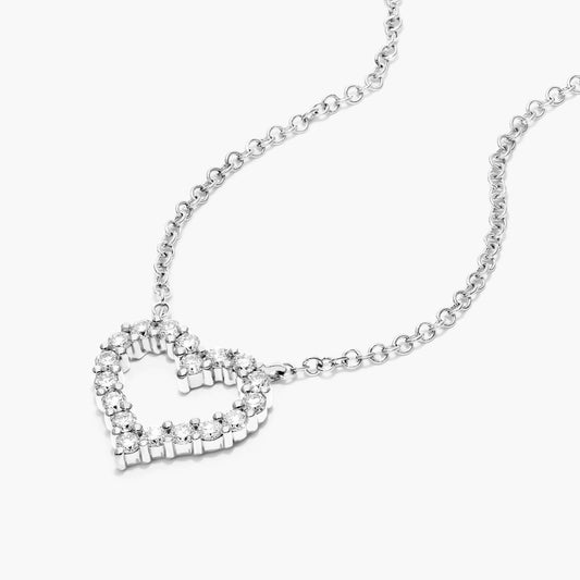 IGI Certified Lab-Grown Diamond Heart Necklace in 925 Sterling Silver | D-F Color, VS1-VS2 Clarity